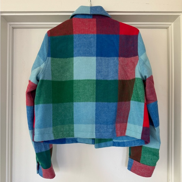 NWT Free Assembly cropped chore jacket in large check frosted blue - Picture 2 of 6